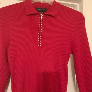 Red ribbed sweater with bling zipper. Brand new has tags .